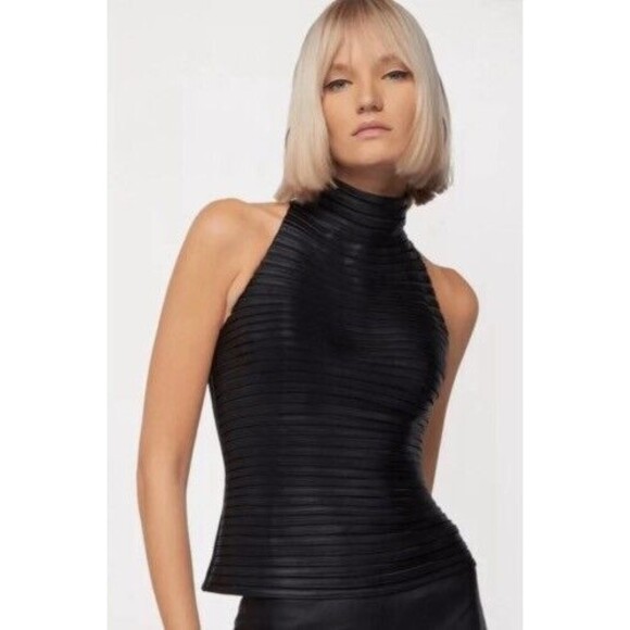 Jitrois Suit Set Massai Leather High Neck Top Pencil Skirt Size Top-42/Skirt-40 - Picture 13 of 16